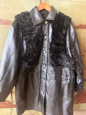 Milena Silvano Chore Coat Leather Sheepskin